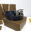 Burberry Glossy Gun Navy Check/Black 35mm Reversible Belt