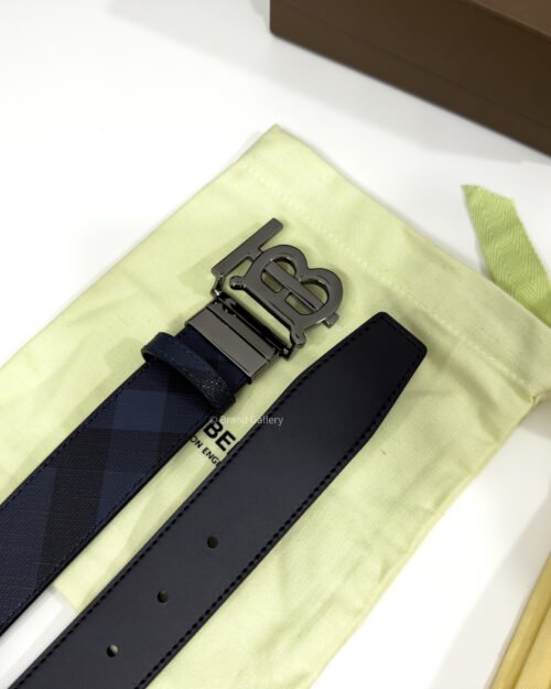 Burberry Glossy Gun Navy Check/Black 35mm Reversible Belt