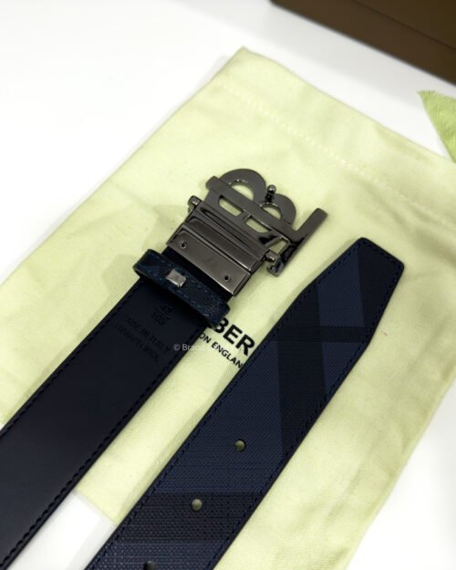 Burberry Glossy Gun Navy Check/Black 35mm Reversible Belt