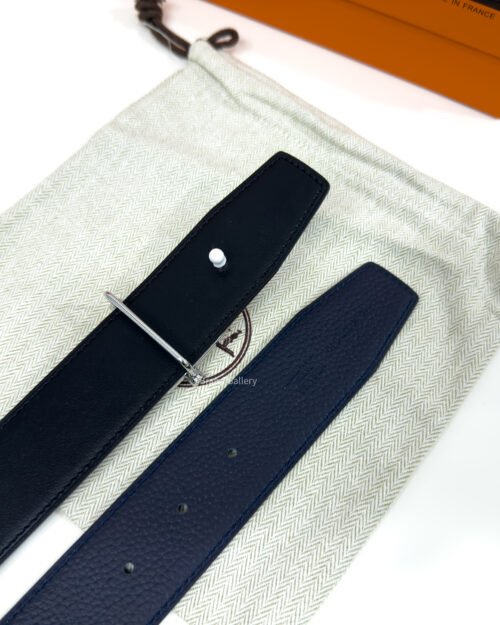 Hermes Neo Etrier Buckle Blue/Black Reversible Belt