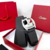 Cartier Silver Dive Buckle Grey/Black 35mm Leather Belt