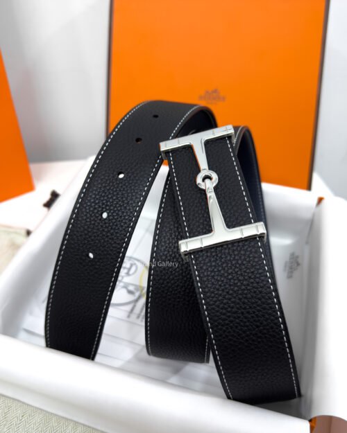 Hermes Jumbo Buckle Black/Blue Reversible Belt