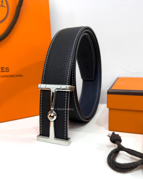 Hermes Jumbo Buckle Black/Blue Reversible Belt