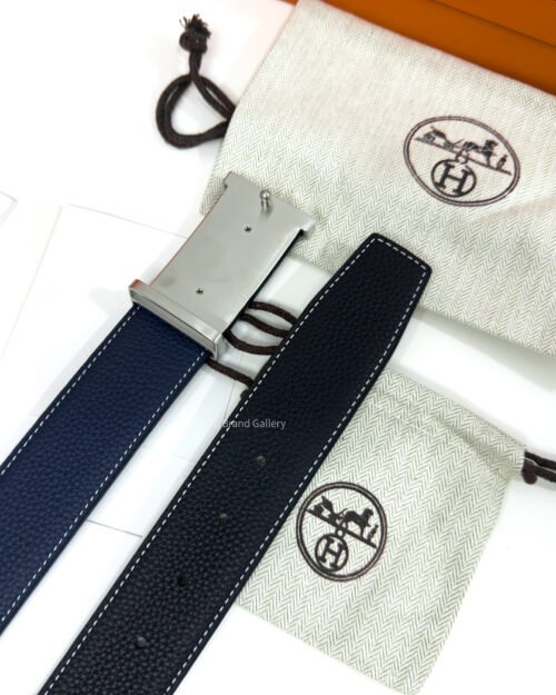 Hermes Jumbo Buckle Black/Blue Reversible Belt