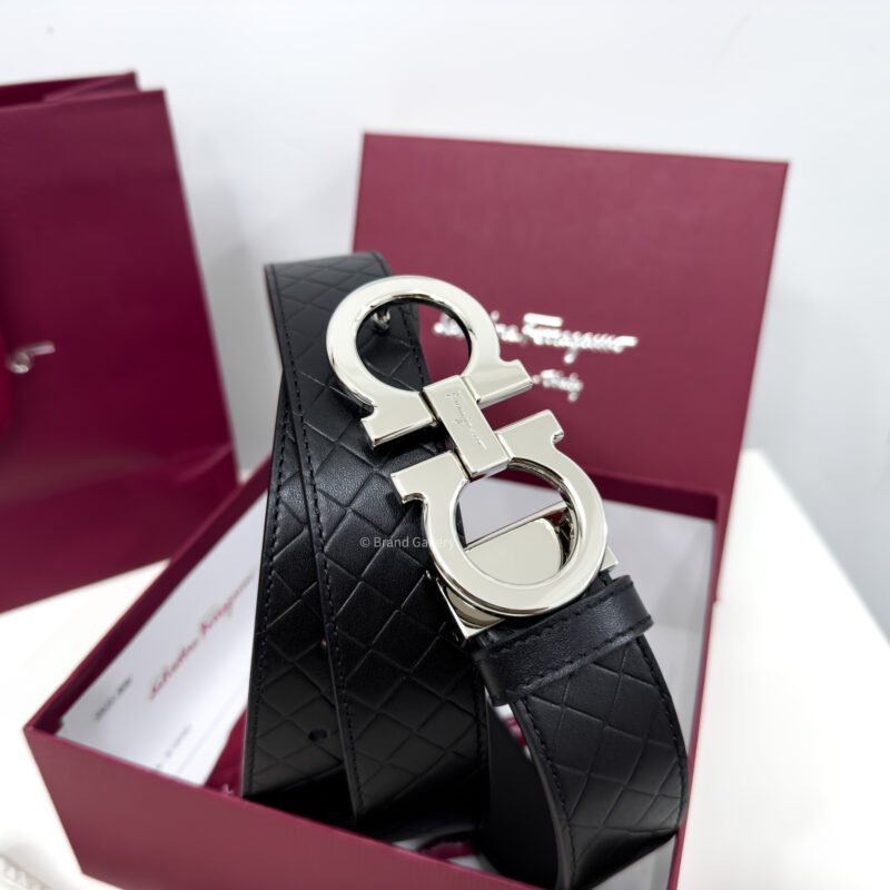 [ثققشلشةخ Gancini Black Captone Reversible Leather Belt