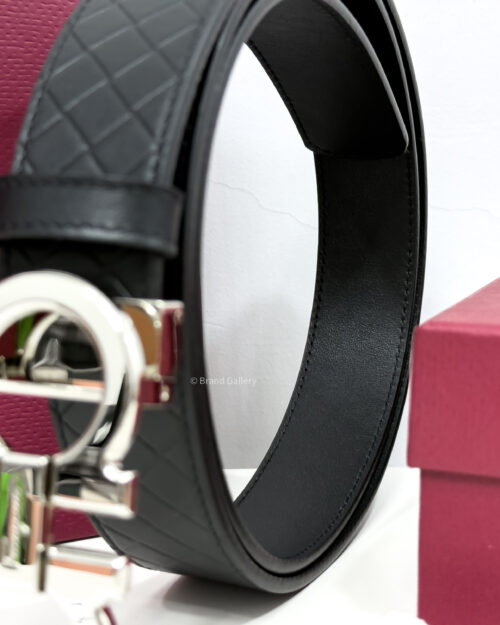 [ثققشلشةخ Gancini Black Captone Reversible Leather Belt