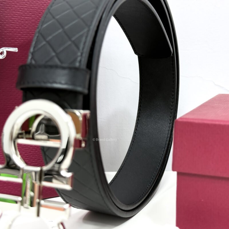 [ثققشلشةخ Gancini Black Captone Reversible Leather Belt