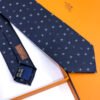 Hermes Navy Blue H Scintillant Silk Tie