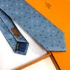 Hermes Steel Blue H Scintillant Silk Tie