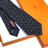 Hermes Black H Scintillant Silk Tie