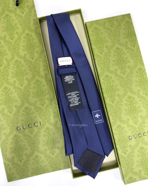 Gucci Blue BEE Embroidered Silk Tie