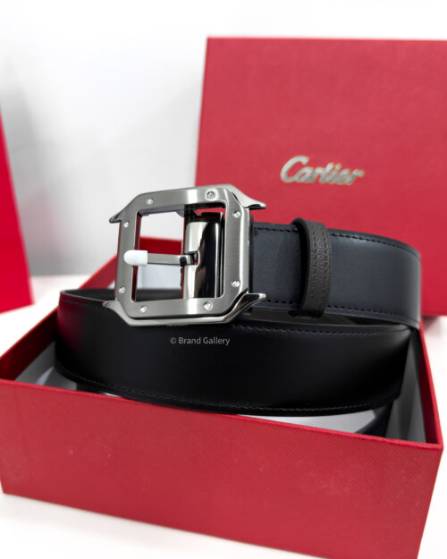 Cartier Gunmetal Santos Black/Brown 35mm Leather Belt