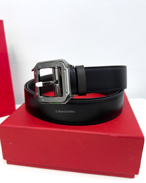 Cartier Gunmetal Santos Black/Brown 35mm Leather Belt