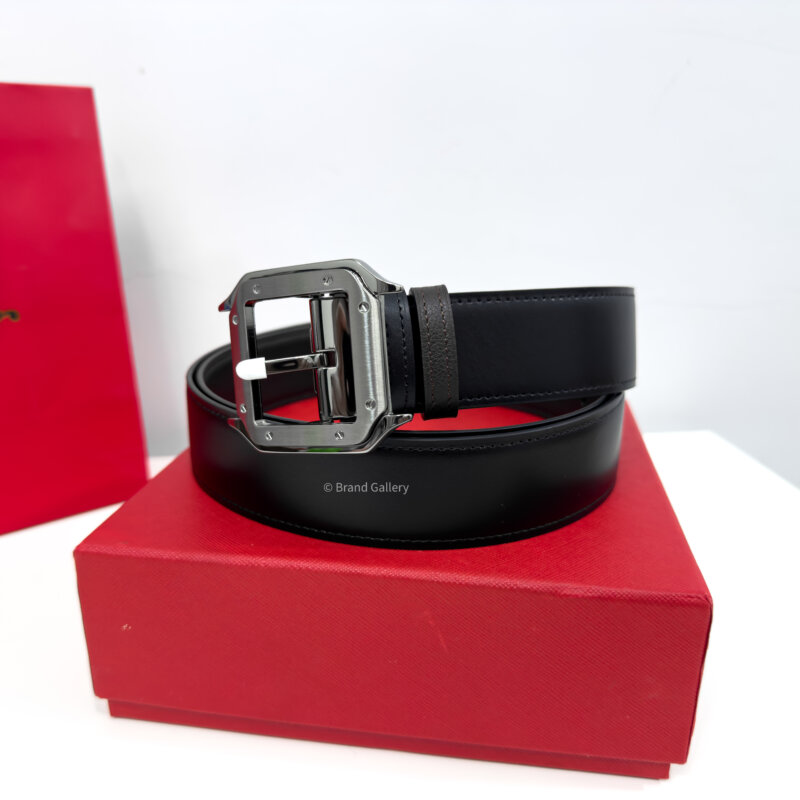 Cartier Gunmetal Santos Black/Brown 35mm Leather Belt