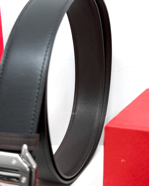 Cartier Gunmetal Santos Black/Brown 35mm Leather Belt