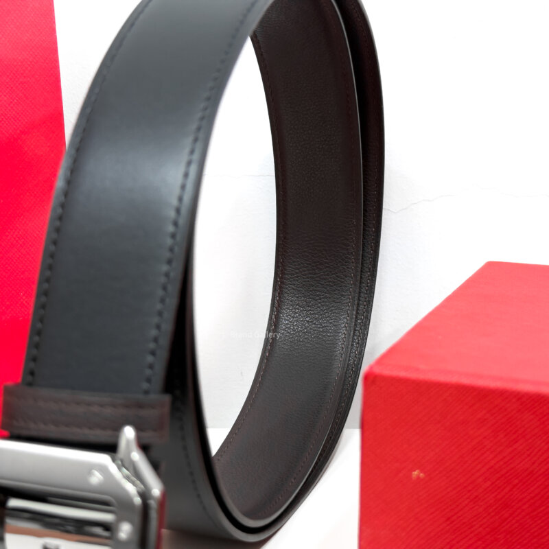 Cartier Gunmetal Santos Black/Brown 35mm Leather Belt