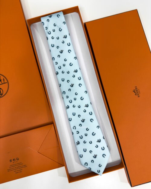 Hermes Ice Blue Out Of The Box Soft Silk Tie