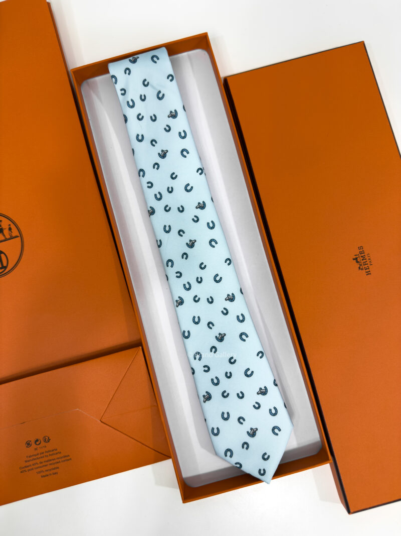 Hermes Ice Blue Out Of The Box Soft Silk Tie