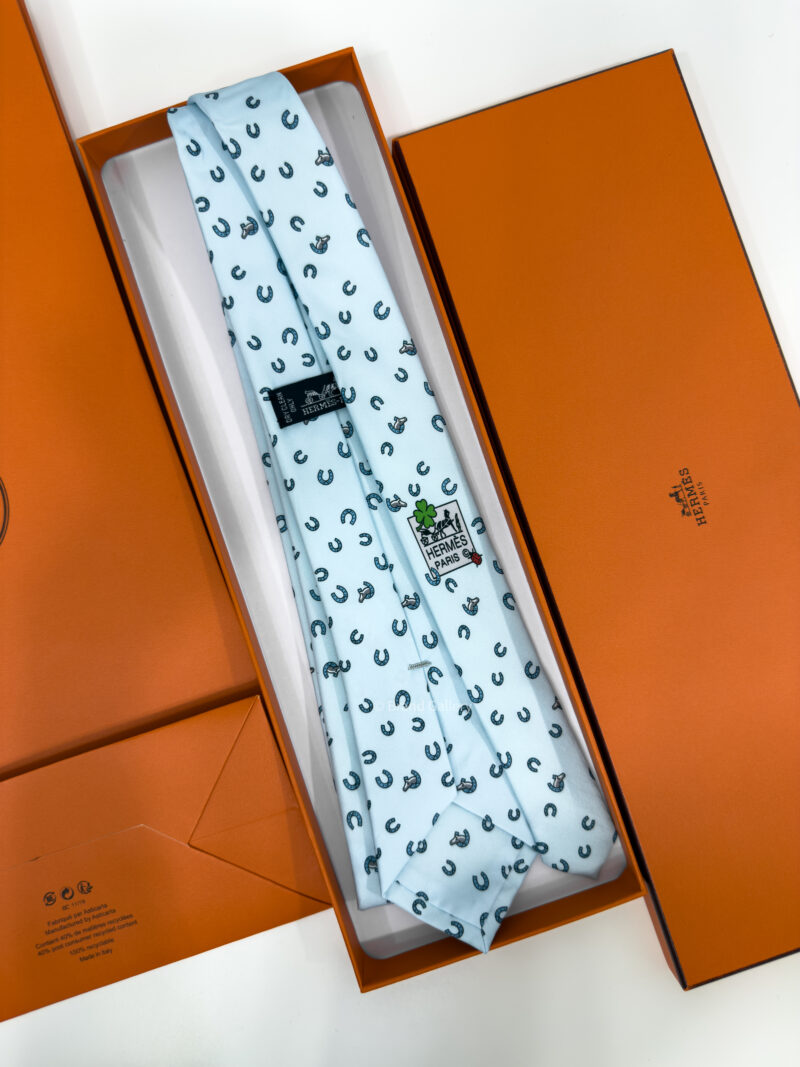Hermes Ice Blue Out Of The Box Soft Silk Tie