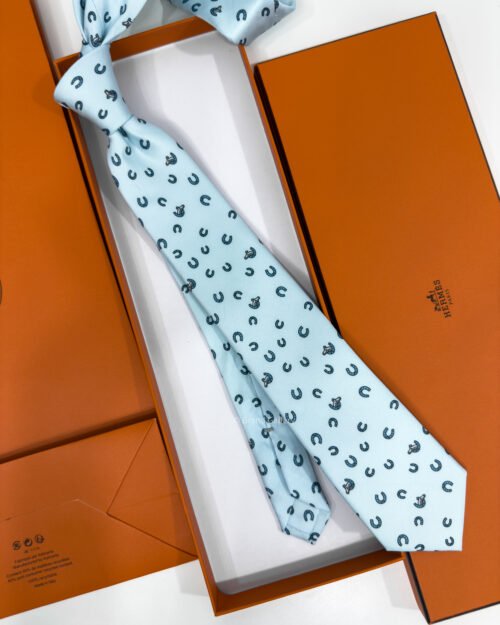 Hermes Ice Blue Out Of The Box Soft Silk Tie