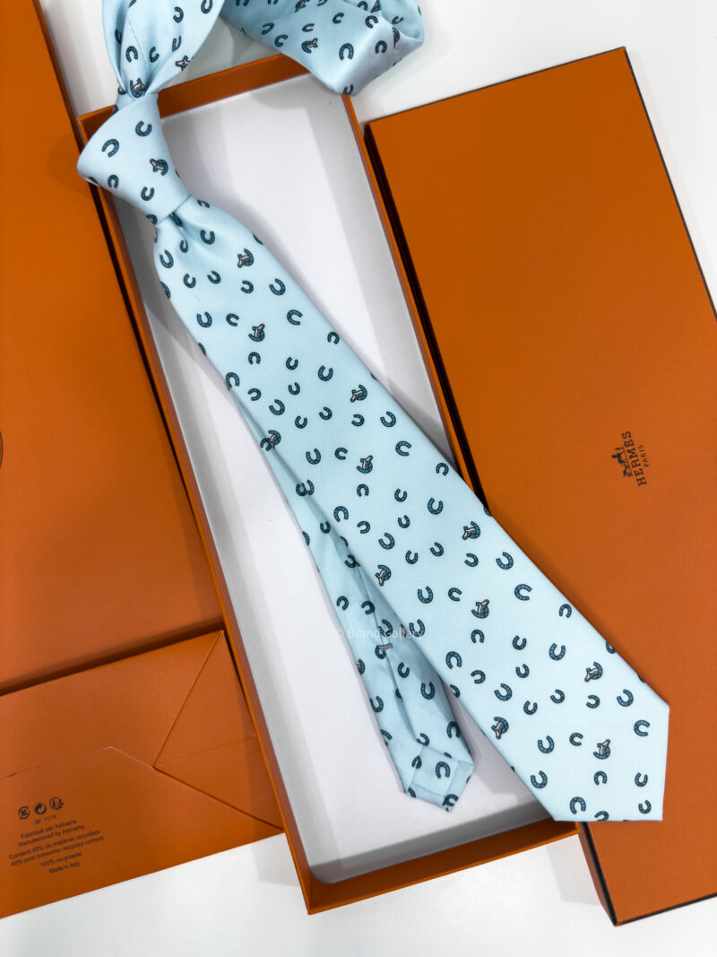 Hermes Ice Blue Out Of The Box Soft Silk Tie