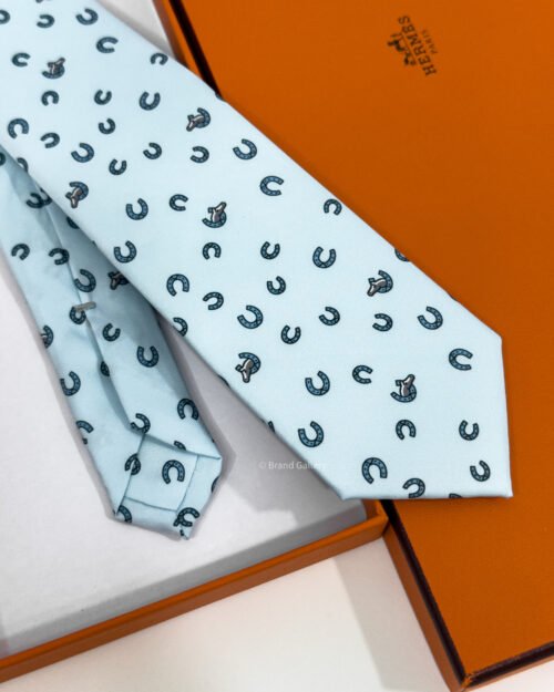 Hermes Ice Blue Out Of The Box Soft Silk Tie