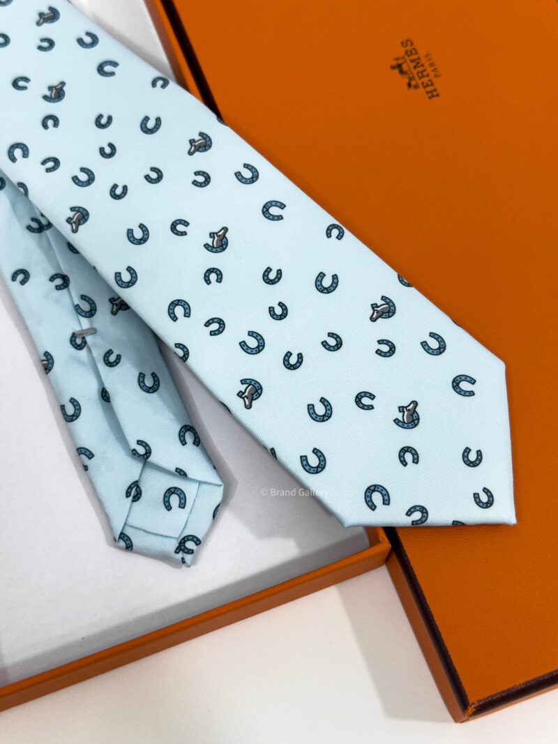 Hermes Ice Blue Out Of The Box Soft Silk Tie