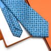 Hermes Ocean Blue Rocking Horse Soft Silk Tie