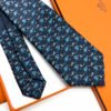 Hermes Navy Blue Lapindragon Soft Silk Tie