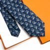 Hermes Navy Sur les Toits Soft Silk Tie