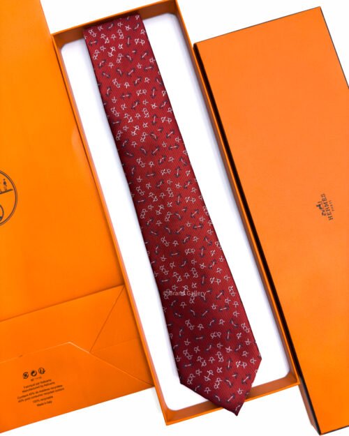 Hermes Red Mors Dance Silk Tie