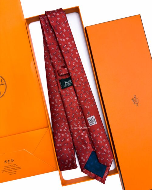 Hermes Red Mors Dance Silk Tie
