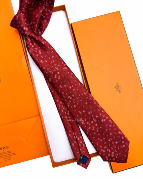 Hermes Red Mors Dance Silk Tie