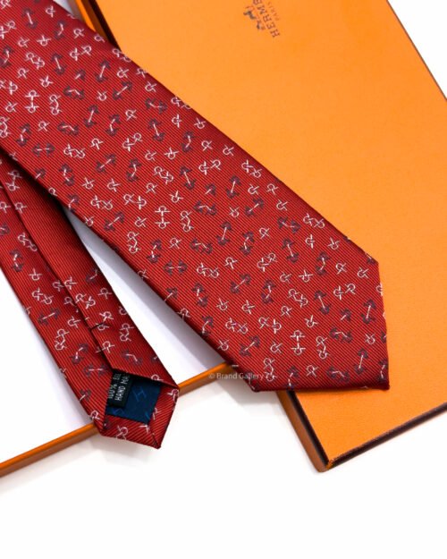 Hermes Red Mors Dance Silk Tie