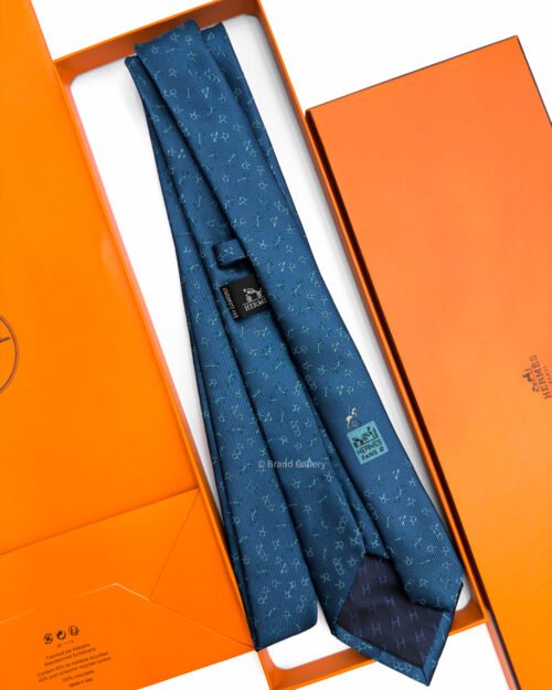 Hermes Marine Mors Dance Silk Tie