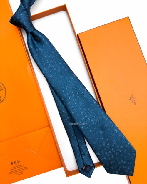 Hermes Marine Mors Dance Silk Tie