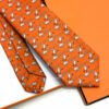 Hermes Orange Puppy dream Soft Silk Tie