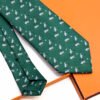 Hermes Green Puppy dream Soft Silk Tie