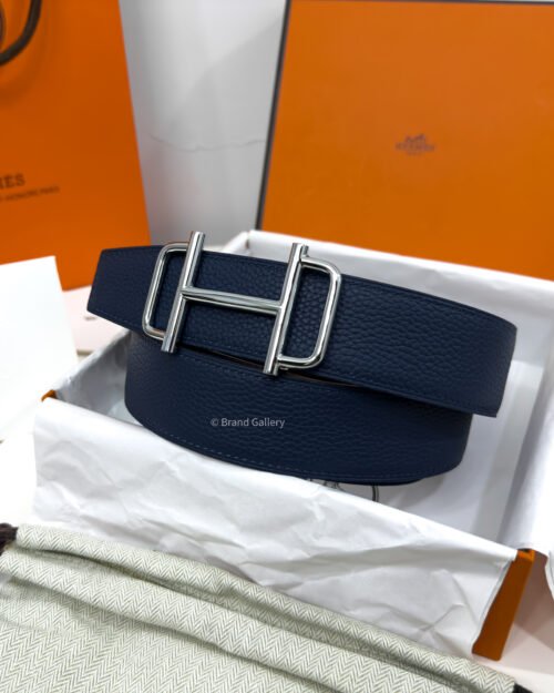 Hermes Royal Buckle Blue/Black Reversible Belt