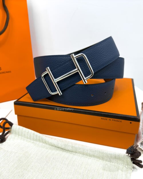 Hermes Royal Buckle Blue/Black Reversible Belt
