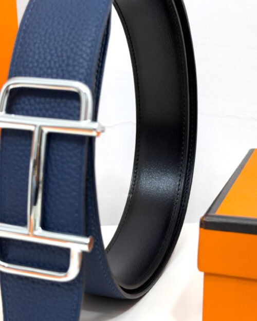 Hermes Royal Buckle Blue/Black Reversible Belt