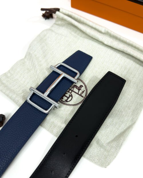 Hermes Royal Buckle Blue/Black Reversible Belt