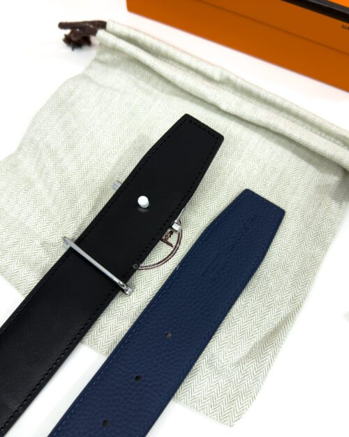 Hermes Royal Buckle Blue/Black Reversible Belt