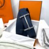 Hermes H Buckle Blue/Black Reversible Belt