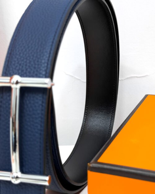 Hermes H Buckle Blue/Black Reversible Belt