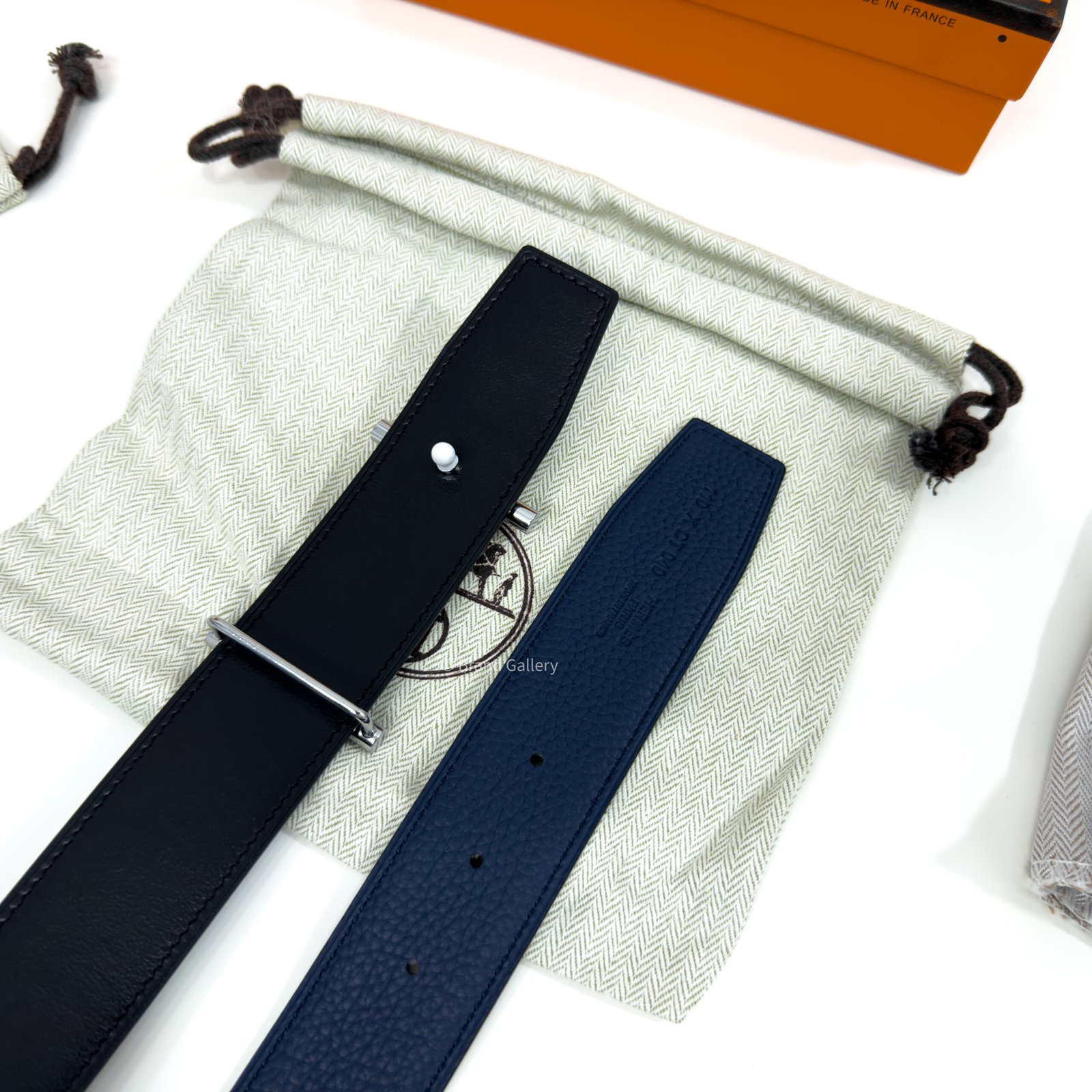 Hermes H Buckle Blue/Black Reversible Belt
