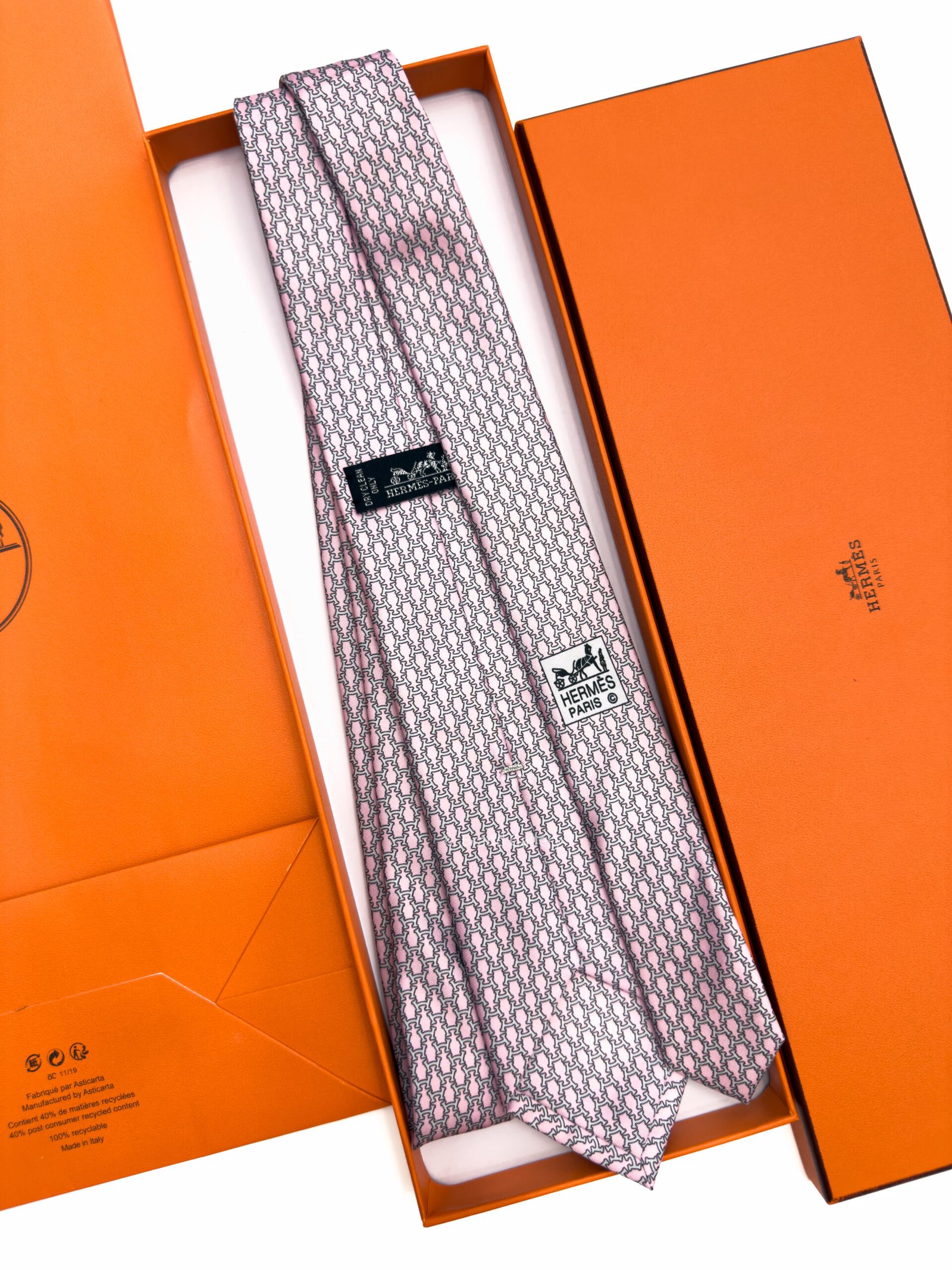 Hermes Pale Pink Hilario Soft Silk Tie