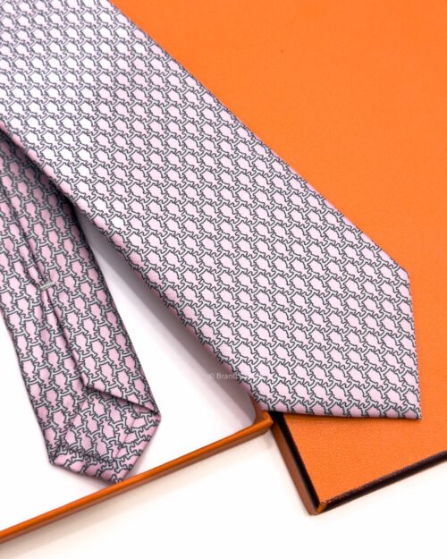 Hermes Pale Pink Hilario Soft Silk Tie