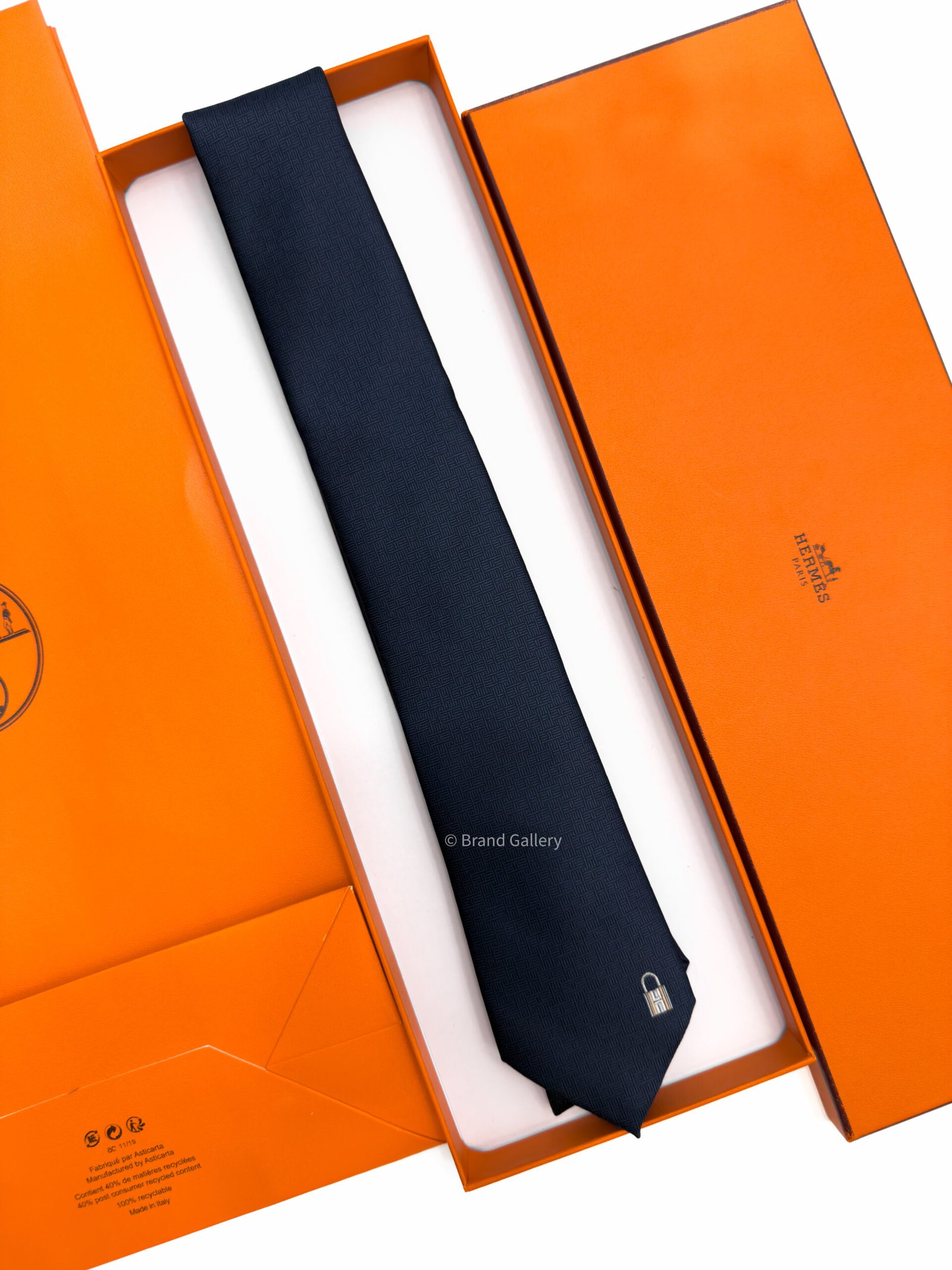 Hermes Navy Pinces H Silk Tie