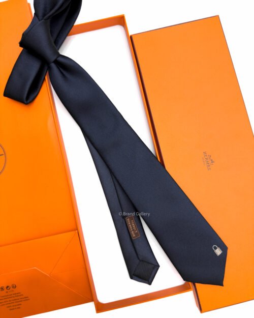 Hermes Navy Pinces H Silk Tie